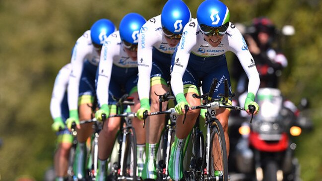 Sara Roy riding with the 2015 time trial team.