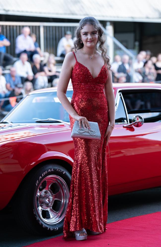 Gabrielle Sylvester arrives at The Pavillion for Victory College's 2023 Formal. June 23, 2023. Picture: Christine Schindler