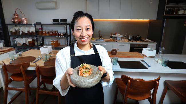 Jung Eun Chae inside her six-seater restaurant, CHAE. Picture: Rebecca Michael