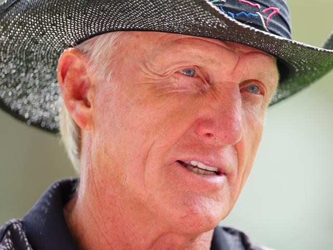 Greg Norman of Australia, CEO and Commissioner of the LIV Golf Tour, in among the patrons during round one of the Masters Tournament. Picture: Andrew Redington/Getty Images