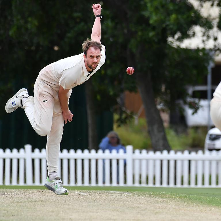 Redlands bowler Jon Stimpson Sci-Fleet Motors club cricket competition between Toombul and Redlands Saturday October 1, 2022. Picture, John Gass