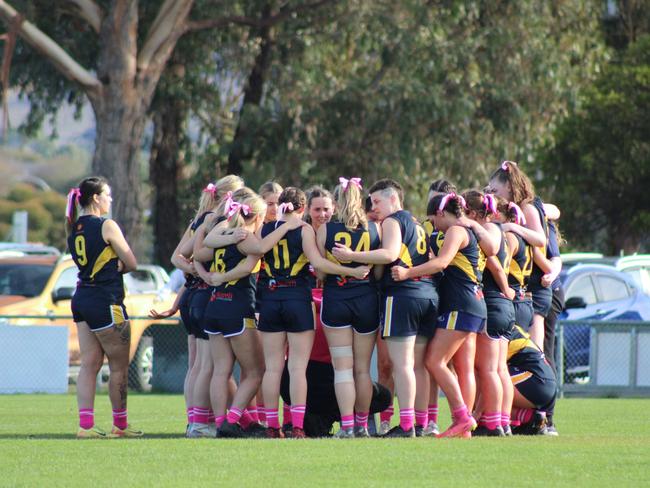 SFLW Community League - Action from Sorell v St Virgils during the annual Pink Sock-Carolyn Birch Memorial Match. Picture: Jake Garland