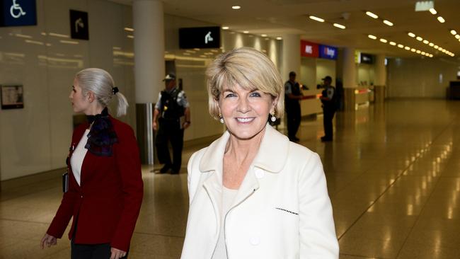 Julie Bishop arrives at Perth Airport. Picture: Richard Hatherly