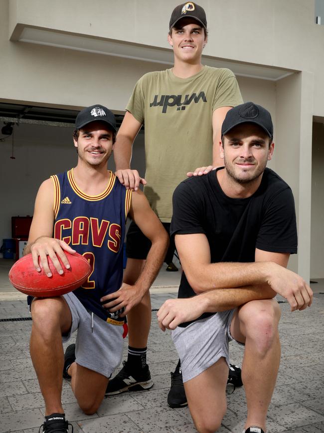 The Neagle brothers, from left, Matthew, Jaxon and Jydon are playing together for Balranald this season. Picture: AAP Image/Dean Martin