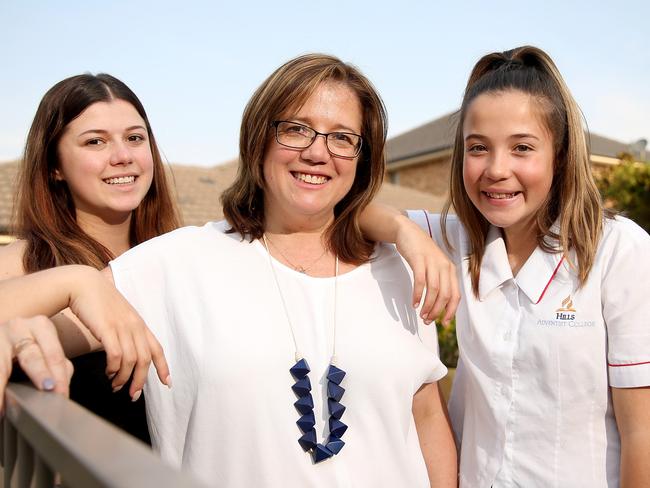 Tara Flannery with her daughters Riannah and Alyssa in Beaumont Hills.