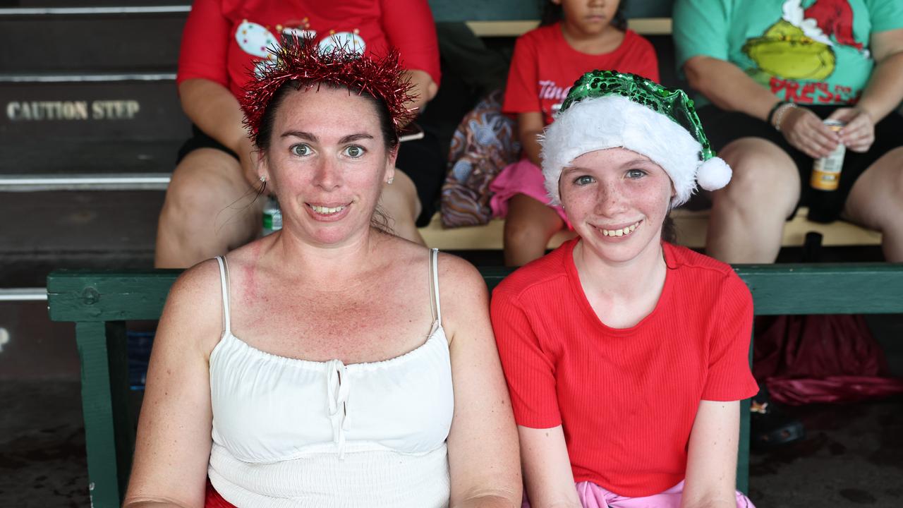 Kristy Bristow-Smith and Ebonie Bolton, 13, at the Cairns Churches Joy to the World Community Carols, held at the Cairns Showgrounds. Picture: Brendan Radke