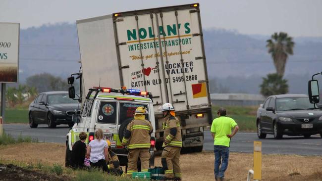 Car crash on Eastern Drive, Gatton, September 26, 2019. Picture: Dominic Elsome