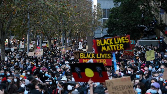 Thousands turned out to protest, despite being urged to stay home by health professionals and politicians. Picture: AFP