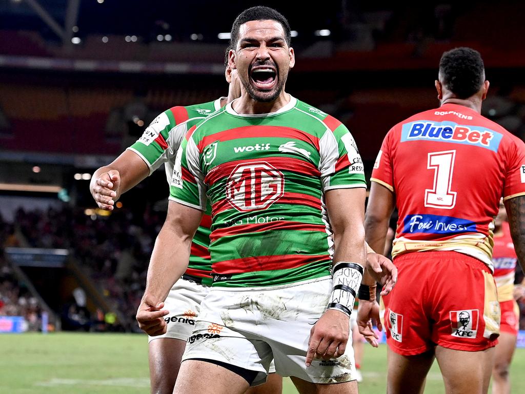 Rabbitohs coach Jason Demetriou says Cody Walker’s ability to keep his emotions in check on field continues to be a work in progress. Picture: Bradley Kanaris/Getty Images