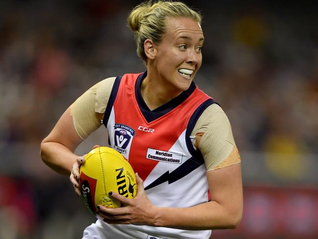 Lauren Arnell in action during the  Darebin Falcons v Diamond Creek VFL Women's Grand Final at Etihad Stadium in Docklands, Sunday, Sept. 24, 2017. (Picture/Andy Brownbill