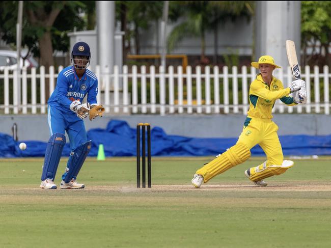 St Patrick's and Gators junior Steve Hogan on his way to a century for the Australian under-19s earlier this year.