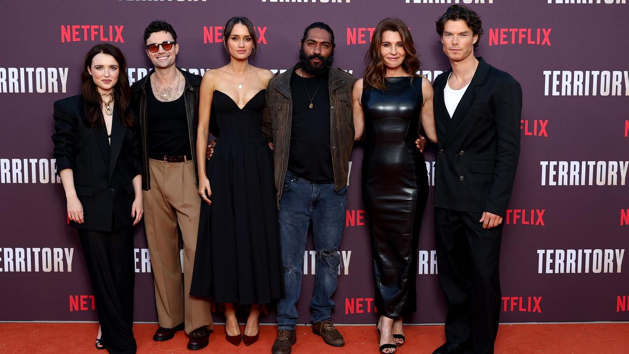 SYDNEY, AUSTRALIA - OCTOBER 21: (L-R) Philippa Northeast, Sam Delich, Kylah Day, Clarence Ryan, Sara Wiseman and Sam Corlett attend a Netflix Special Screening Of "Territory" at Entertainment Quarter on October 21, 2024 in Sydney, Australia. (Photo by Brendon Thorne/Getty Images for Netflix)