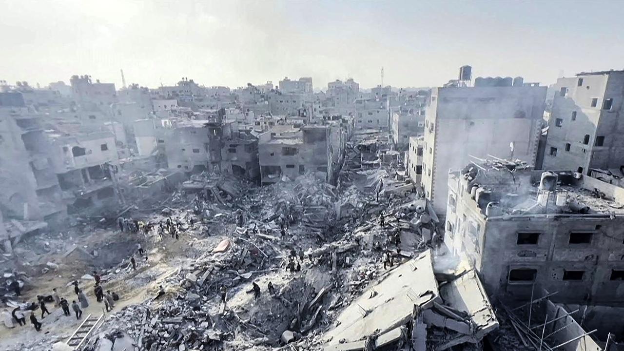 Palestinians checking the destruction in the aftermath of an Israeli strike on the Jabalia refugee camp in the Gaza Strip, on November 1. Picture: AFP