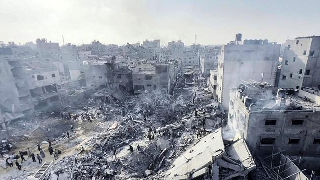 Palestinians checking the destruction in the aftermath of an Israeli strike on the Jabalia refugee camp in the Gaza Strip, on November 1. Picture: AFP