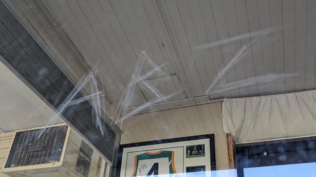 Nun Ceu and an associate smashed a window and etched the tag 'ABZ' at the Mooroolbark Heights Recreation Reserve on May 27, 2022. Picture: Kiel Egging.