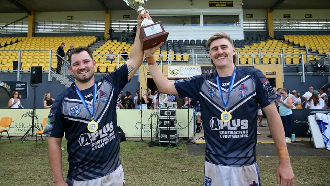 Men's Country Championships grand final,NewcastleÃs captain Chad OÃDonnell and man of the match Cameron Anderson Newcastle vs Monaro at Cessnock Sportsground, Sunday 24th March 2024 pic Sue Graham