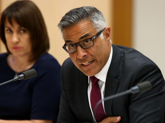 Australia Post CEO Ahmed Fahour appearing at a senate estimates hearing at Parliament House in Canberra. Picture Kym Smith