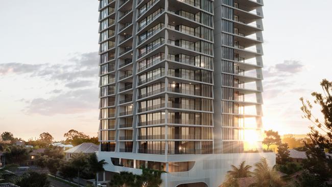 Artist impressions of Mosaic's Bela tower in Mermaid Beach