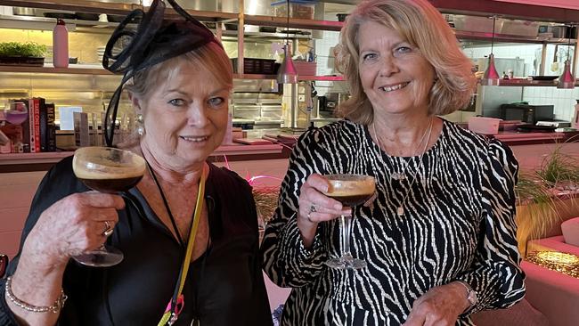 (L-R) Lorraine Weir and Gaye Moon enjoying the Melbourne Cup at Jensens Restaurant in Kareela Village. Picture: Ashleigh Tullis