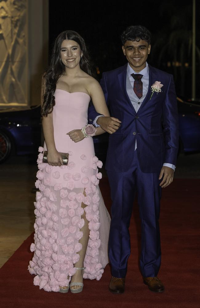 Emmeline Anthony and Aayush Chand at the 2024 Somerset College formal red carpet. Picture: Paul A. Broben