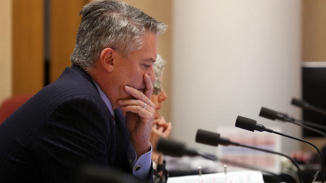 Mathias Cormann during Senate estimates. Picture: Gary Ramage.