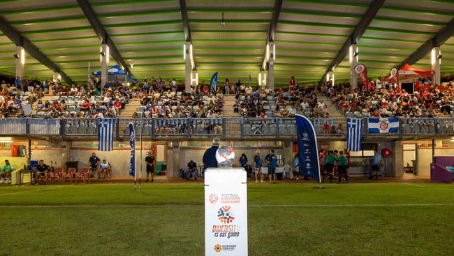 Action shots from the fifth annual GleNTi Cup between Hellenic AC and Darwin Olympic SC, June 3, 2025. Picture: Pema Tamang Pakhrin