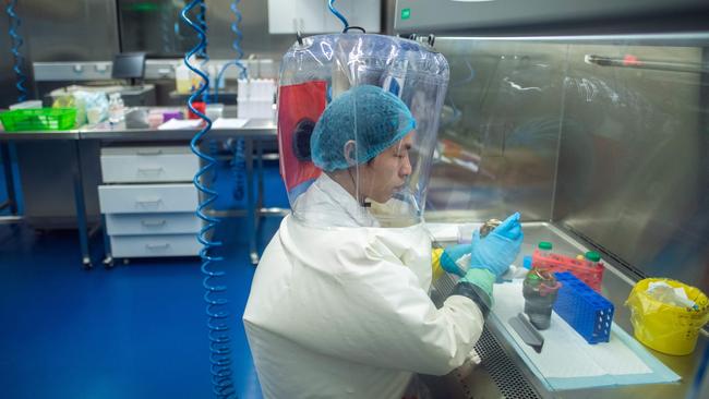 A worker inside the P4 laboratory in Wuhan, capital of China's Hubei province.