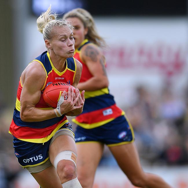 Erin Phillips in action against Carlton in the grand final rematch at Richmond Oval on Sunday. Picture: Mark Brake/Getty Images