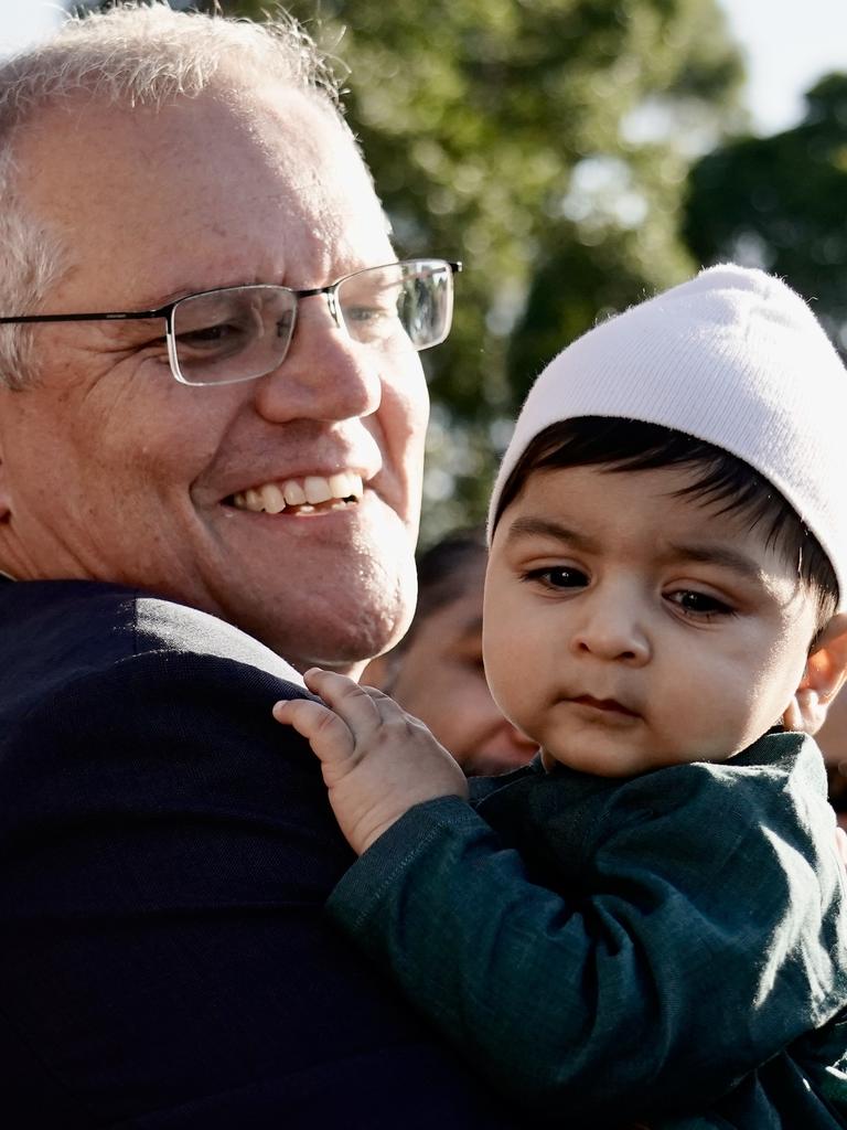 What’s an election without a pollie kissing a baby? Picture: Adam Taylor/PMO