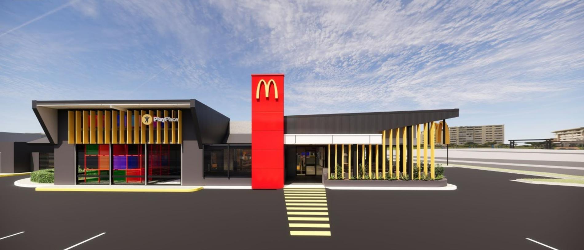 Conceptual image of the exterior of McDonald’s Townsville Lakes following its refurbishment. Picture: Supplied.