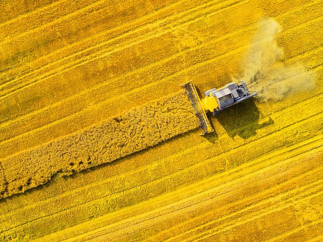Aerial view of combine harvester. Picture: Supplied