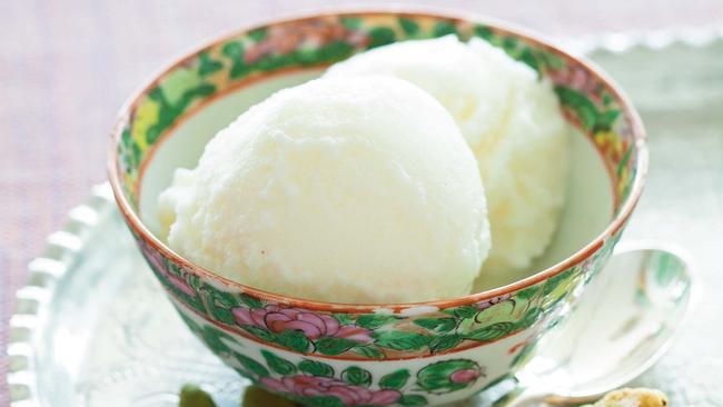 Cardamom, lemon and buttermilk ice cream. Picture: Simon Griffiths.