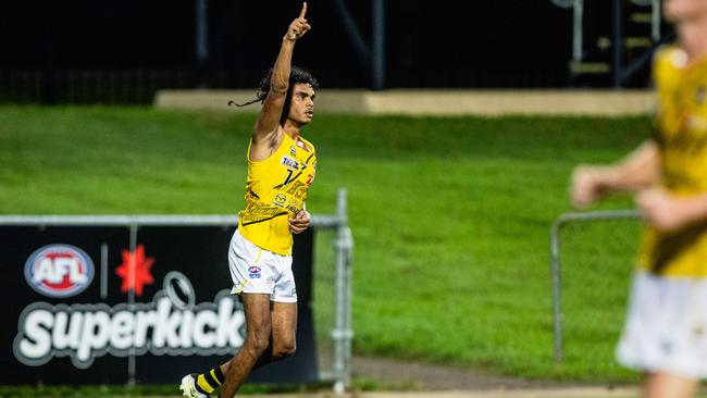 Adrian Scott as Southern Districts took on the Nightcliff Tigers in the 2024-25 NTFL men's semi-final. Picture: Pema Tamang Pakhrin