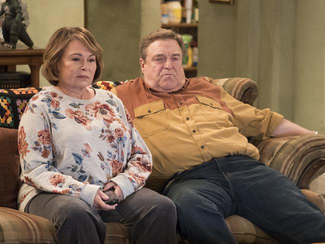 Roseanne Barr and John Goodman appear in a scene from the reboot of Roseanne. Picture: Adam Rose/ABC via AP