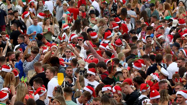 Partygoers flocked to Bronte Beach on Christmas Day. Picture: Toby Zerna