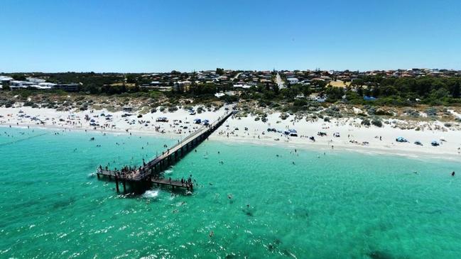 Beachgoers in Perth have been warned to avoid coming into contact with an algal bloom that has erupted along parts of the coastline. Picture: Supplied/ Google