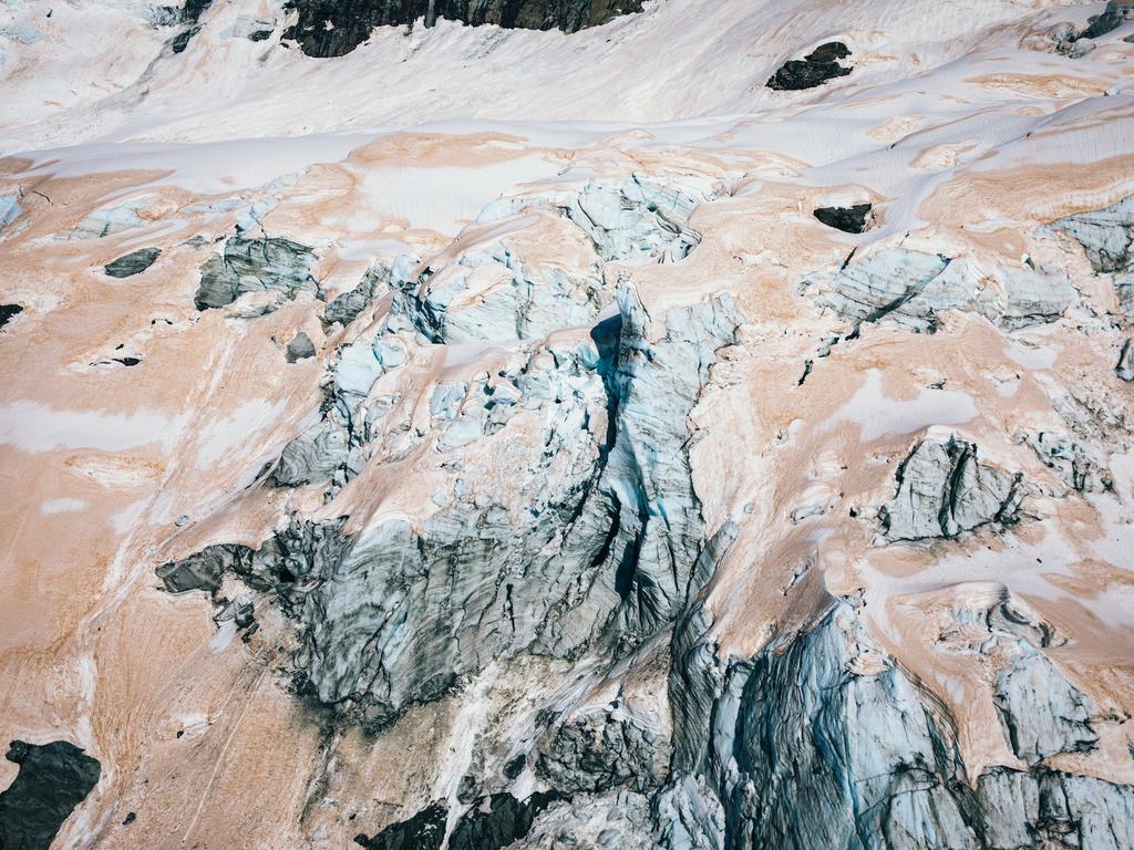 NZ glaciers are changing colour from Australian bushfire ash. Picture: Liz Carlson