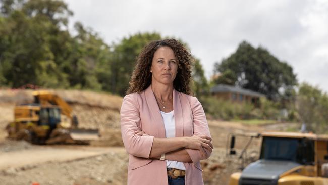 Ms Hicks at the construction site of the Coffs Harbour bypass. Picture: Liam Mendes