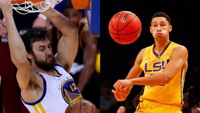 Aussie big men Andrew Bogut (L) and Ben Simmons.