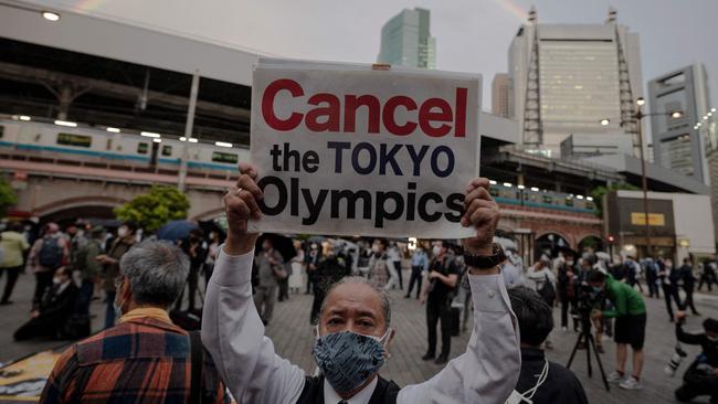 An anti-Games protest in Tokyo. Picture: AFP