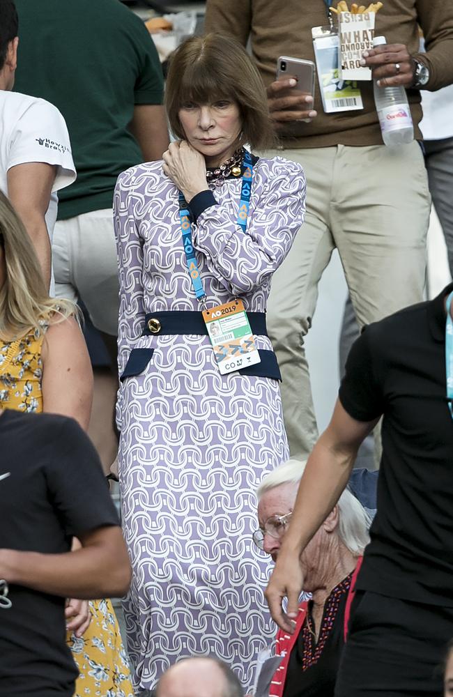 She’s wearing Prada! Anna Wintour at Rod Laver Arena. Picture: AAP 