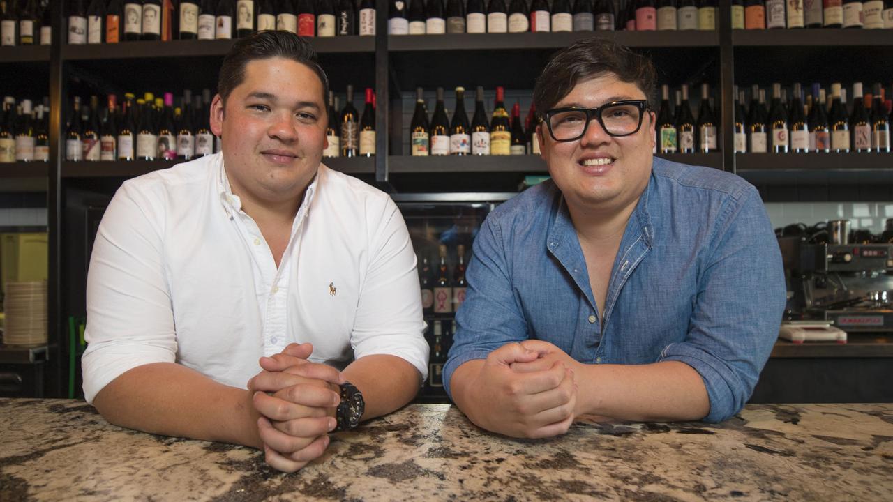 Jordan and Cameron Votan inside their Snackman restaurant. Picture: Peter Wallis