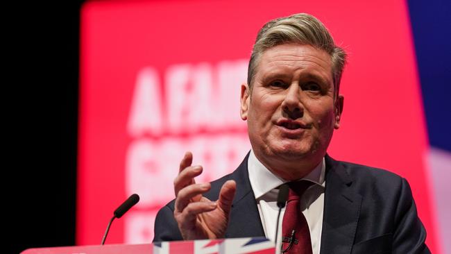 Keir Starmer delivers the key note speech on the third day of the annual Labour Party conference in Liverpool on Tuesday. Picture: Getty Images