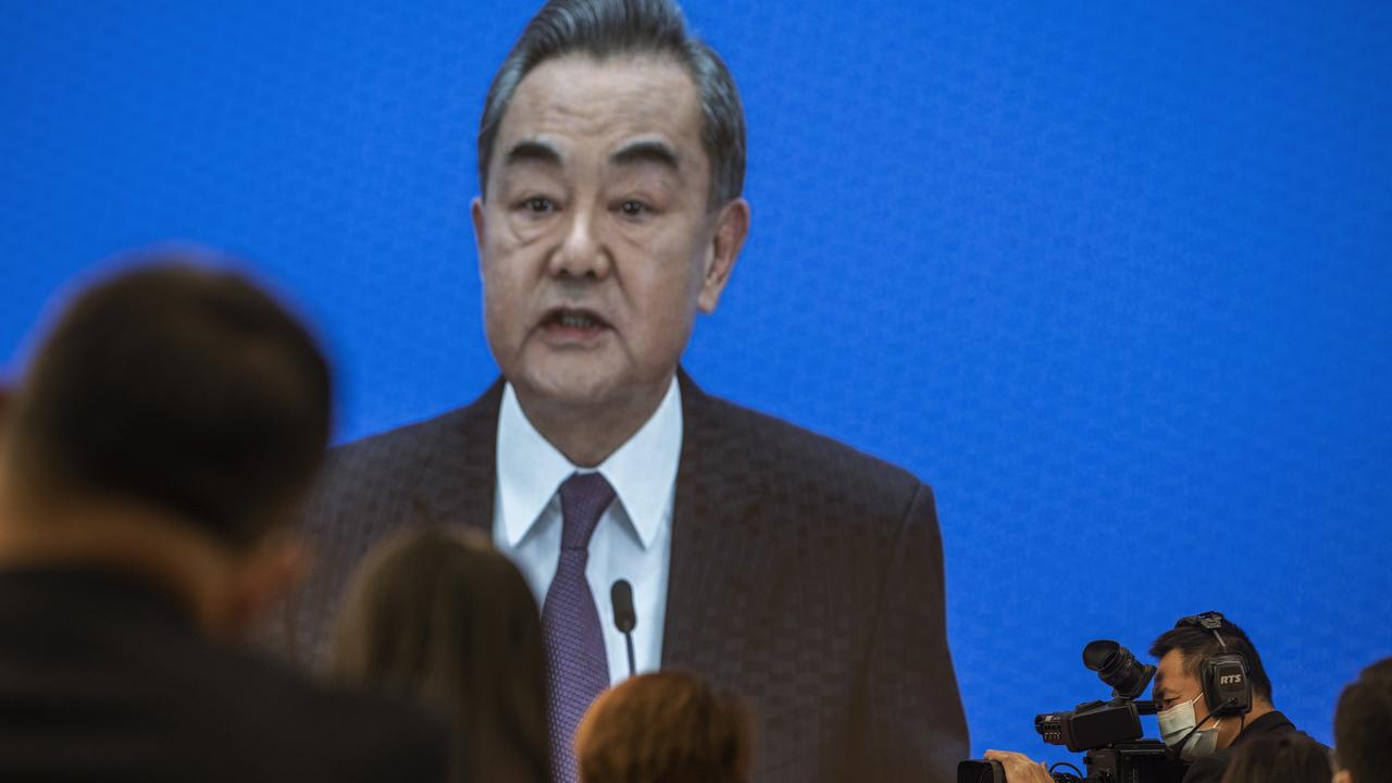 China's foreign minister Wang Yi has hit back at claims of genocide in Xinjiang province. Picture: Kevin Frayer/Getty Images.