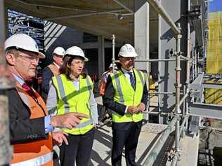 BUILT: Rheinmetall Australia managing director Gary Stewart, Premier Annastacia Palaszczuk and State Development Minister Cameron Dick at the military vehicle centre of excellence at Redbank. Picture: Cordell Richardson