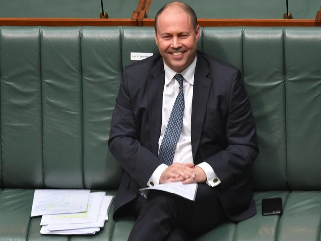 CANBERRA, AUSTRALIA - APRIL 08: Treasurer Josh Frydenberg reacts during Question Time in the House of Representatives at Parliament House on April 08, 2020 in Canberra, Australia. The governments $130bn AUD Coronavirus Economic Response Bill will be put to parliament today with about 40 lower-house MPs expectedÂ­ attendÂ­ for the extraordinary COVID-19 sitting. After discussions between Prime Minister Scott Morrison and Opposition Leader Anthony AlbanesÂ­e a decision was made to recall parliament for the wage subsidy package to be considered by the limited number of MPs and senators. (Photo by Sam Mooy/Getty Images)