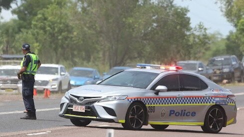 The scene of a serious crash on the Stuart Hwy in Coomalie Creek. Picture: Glenn Campbell