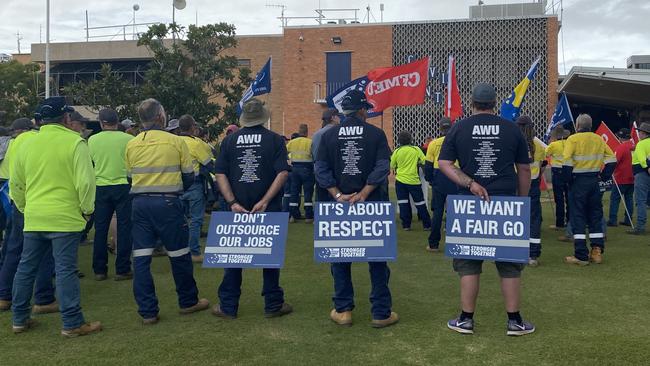 Bundaberg Regional Council employees gathered in Buss Park on Friday in a strike action to voice frustrations over EBA negotiations.