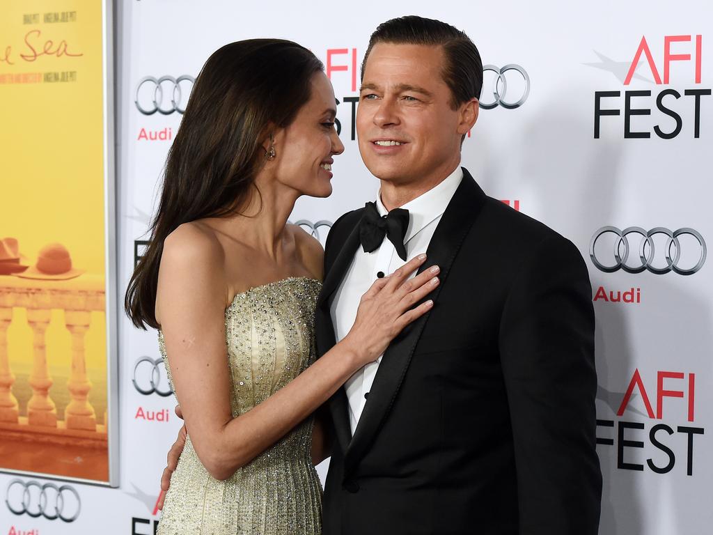 Angelina Jolie Pitt and Brad Pitt attend the opening night gala premiere of their film “By the Sea” during AFI FEST 2015 on November 5, 2015 in Hollywood. Picture: Getty