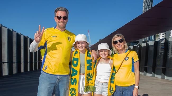 Fans ahead of the World Cup Matilda's v Sweden match at Suncorp Stadium. Photo - Stephen Archer